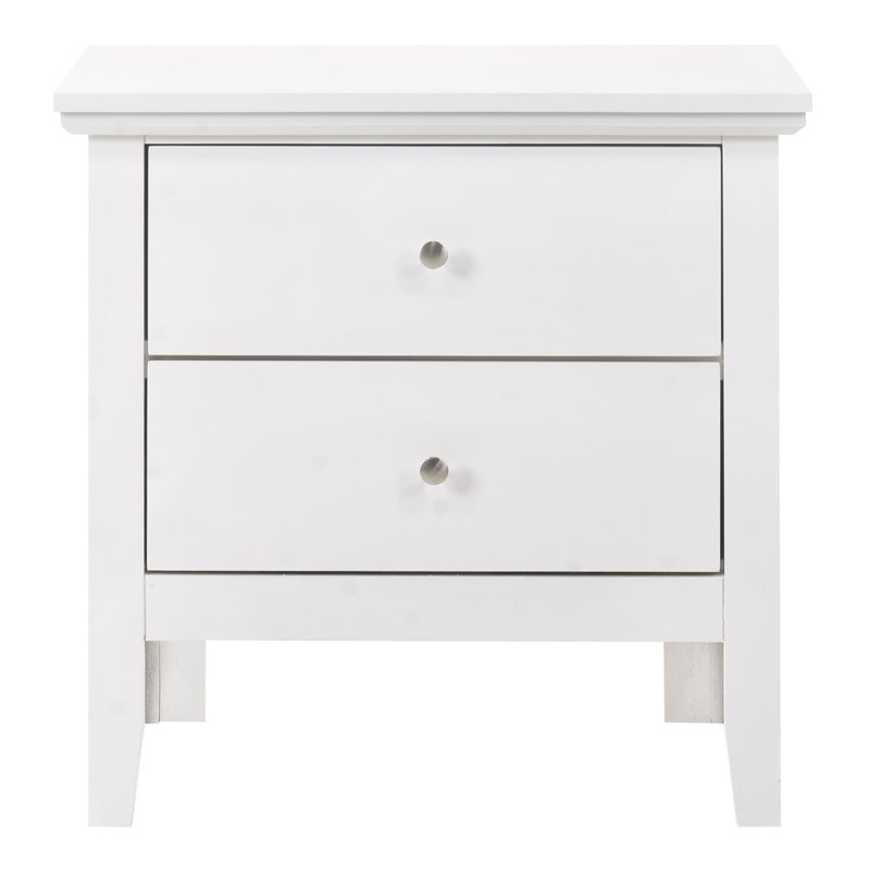 Table de chevet transitionnelle blanche élégante