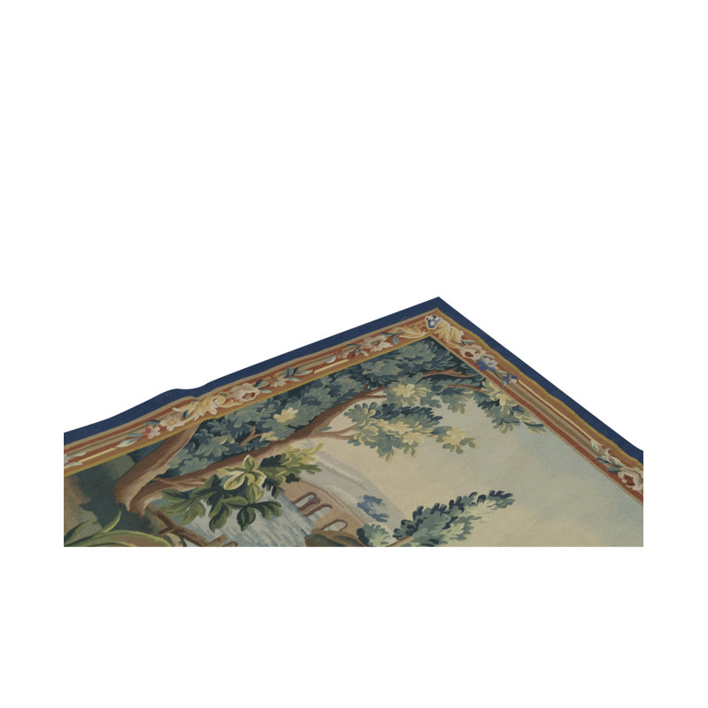 Hand-Knotted High-Quality Blue and Green Area Rug