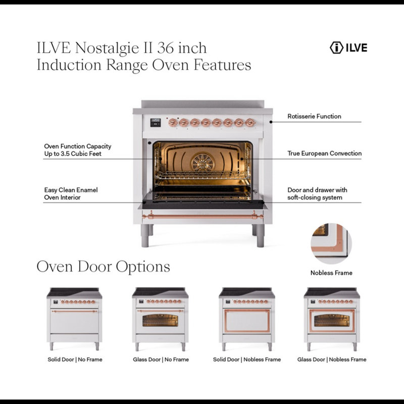 ILVE Nostalgie II 36 in Induction Range, Glossy Black/Bronze