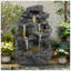 Grande fontaine à 5 niveaux en béton mince, H 23,85 po - Colonne éclairée par DEL, décoration extérieure moderne peu encombrante, résistante aux intempéries