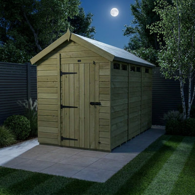 Total Sheds 7ft x 13ft Security Apex Shed - Heavy-Duty Hasp Staple Anti-Tamper - Pressure Treated Timber - UK Manufactured