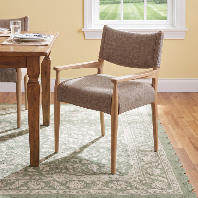 Tara Yokum Dining Armchair, Saxon Mink, Natural Oak
