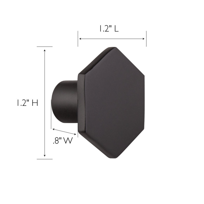 Poignée d'armoire hexagonale solide, paquet de 10, Noir mat