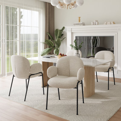 Anston 46cm H Linen Upholstered Metal Armchair