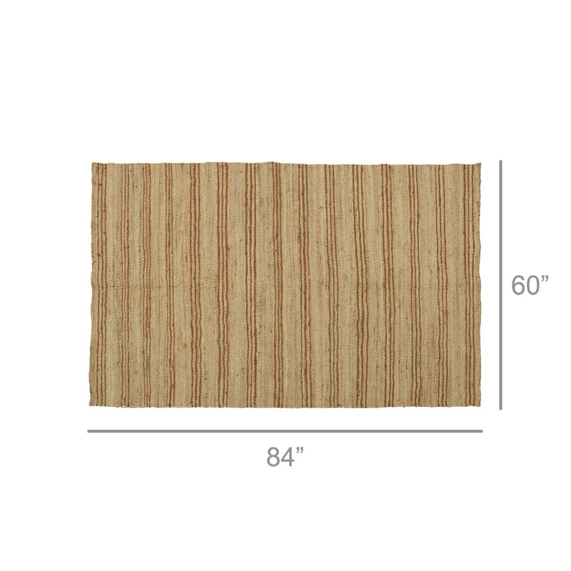 Aurbree Striped Jute and Hemp Kilim Rug, Rectangle 5' x 7'