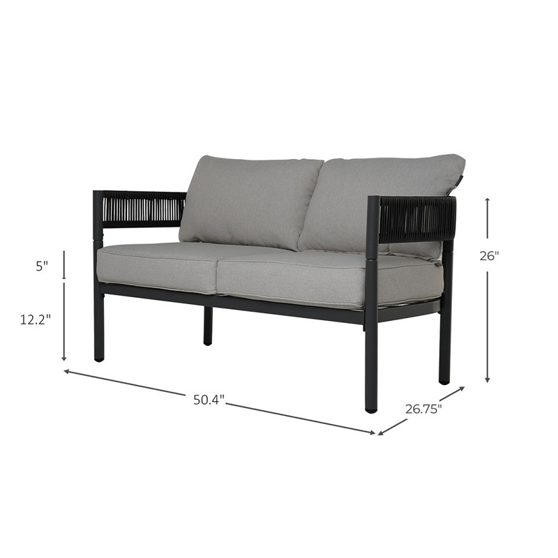 128 cm W Metal Loveseat with Cushions