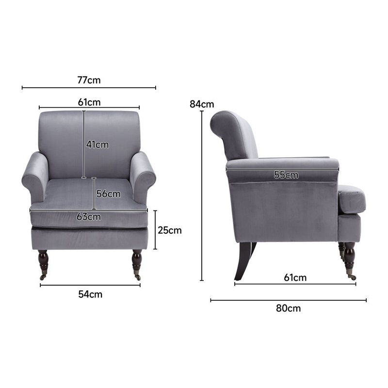 Nikep Upholstered Armchair, Grey