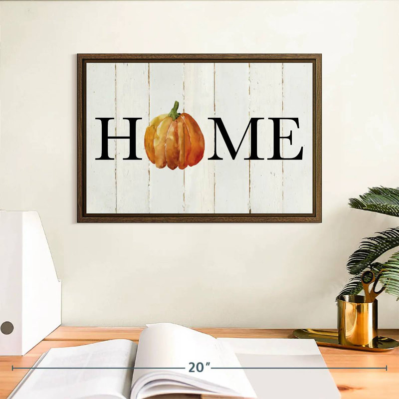 Plaque murale Home, 13 po x 9 po, Cadre flottant noyer