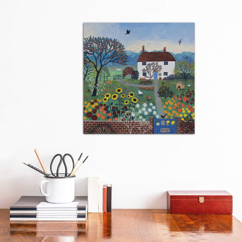 «Apple Tree Cottage» par Jo Grundy - reproduction d'art sur cadre flottant, Toile tendue, H 18 po x l 18 po x 1,5 po