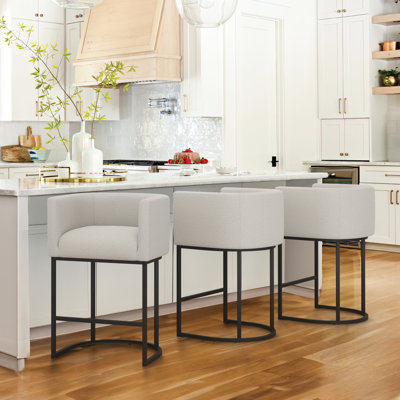 Upholstered Counter Stool with Metal Frame