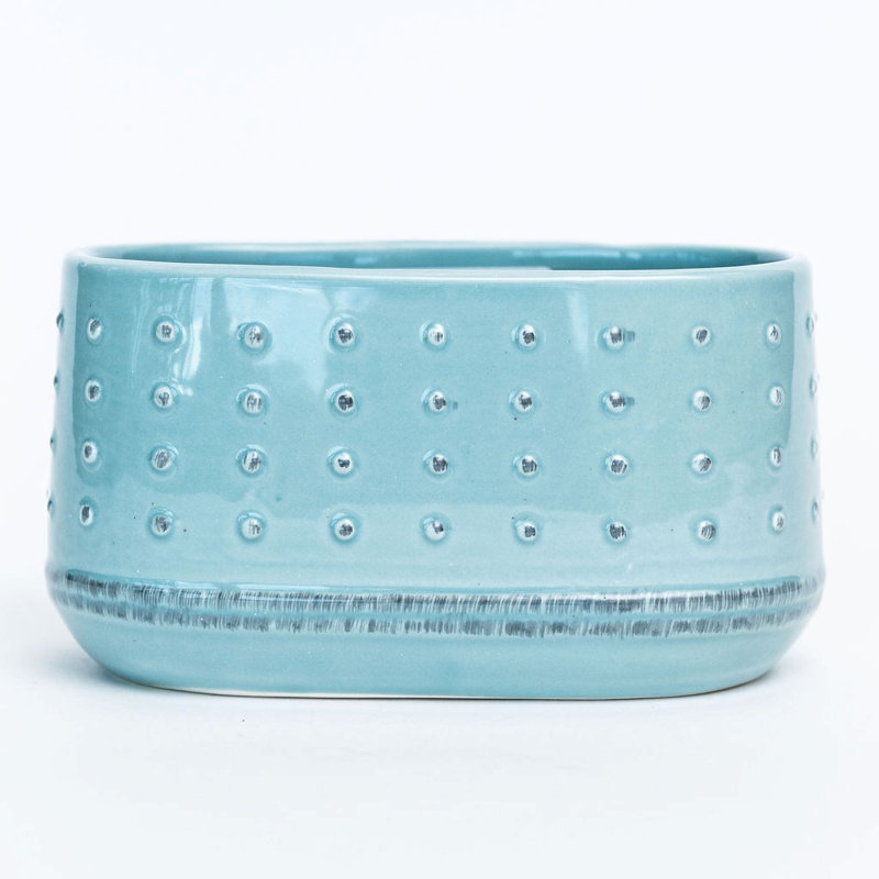 Pot à fleurs Gornto, H 3,7 po x l 7,1 po x P 4,3 po, Bleu clair