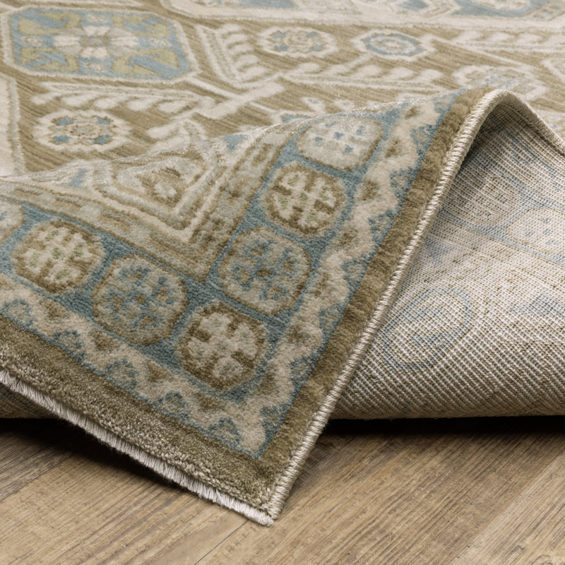 Graicyn Global Traditonal Brown/ Blue Area Rug, Rectangle 3'3" x 5'