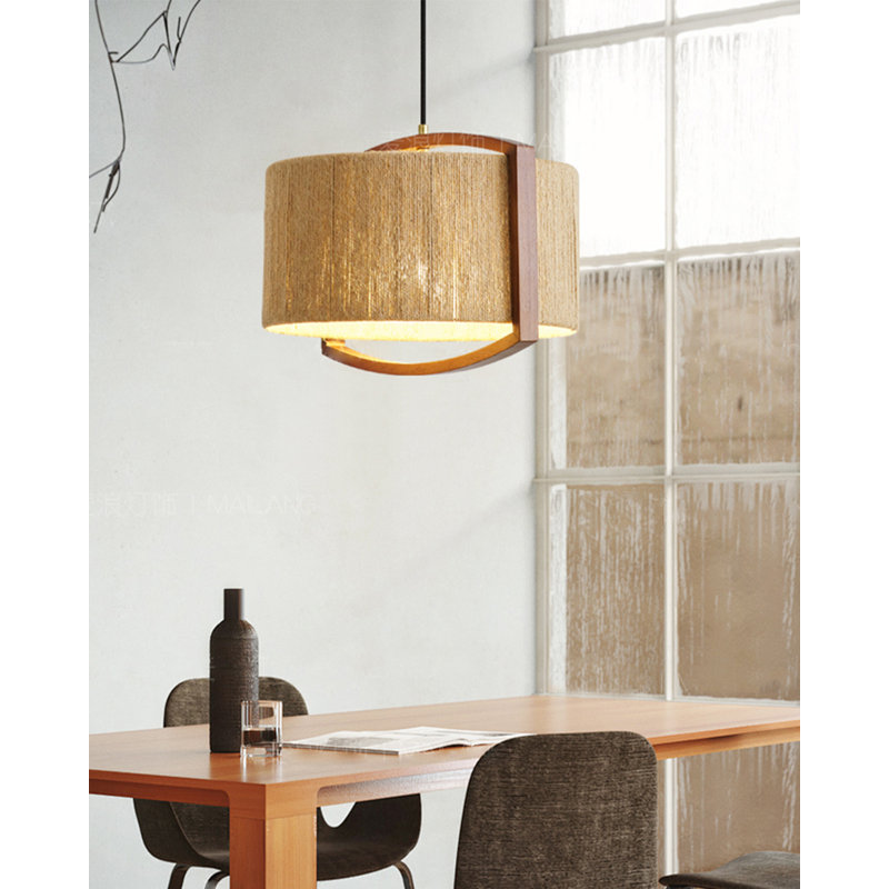 Retro American Hemp Rope Solid Wood Chandelier