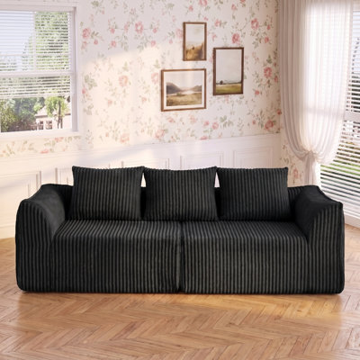 Canapé incurvé en forme de corne avec dossier incliné et coussins décoratifs, support ergonomique, facile à nettoyer et à déplacer