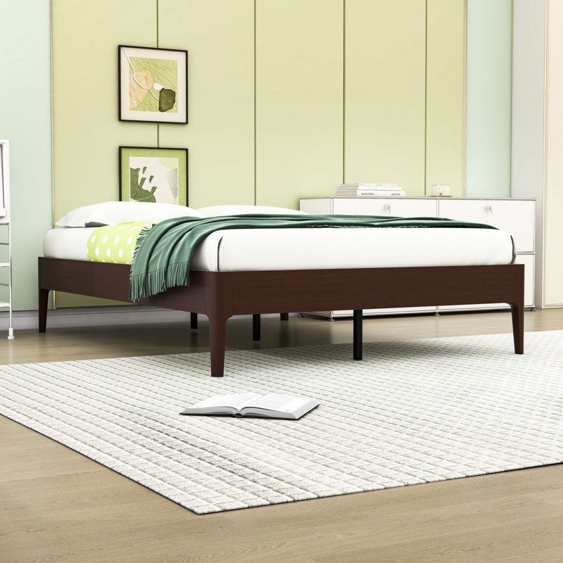 Bamboo Platform Bed with Metal Support and Underbed Storage, Chocolate, Full