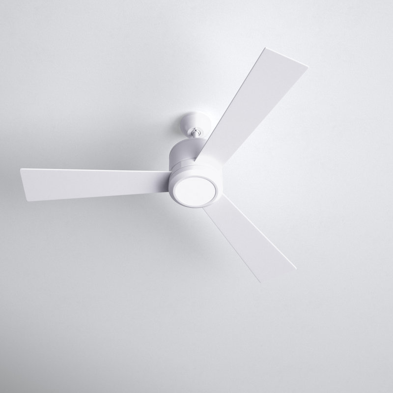 Tulsi 3 Blade Ceiling Fan with LED Light Kit, Matte White with White Blades, 56