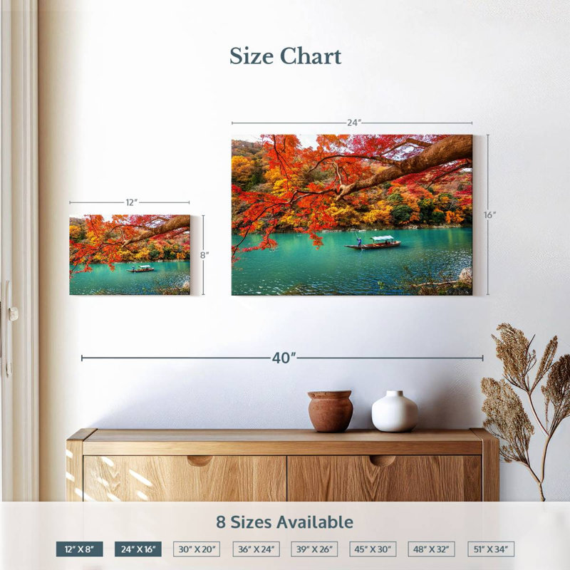 Vanna Arashiyama, bateaux d'automne, H 16 po x l 24 po
