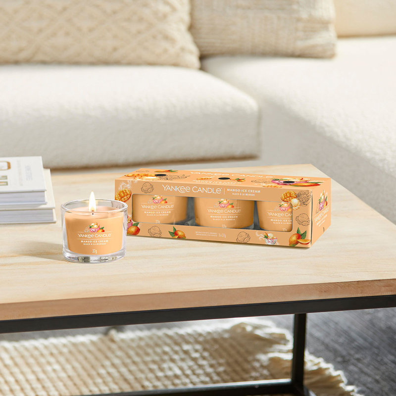 Yankee Candle - 3 Packed Filled Votives - Mango Ice Cream