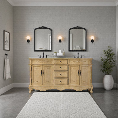 66 inch Double Bathroom Vanity in Antique Beige
