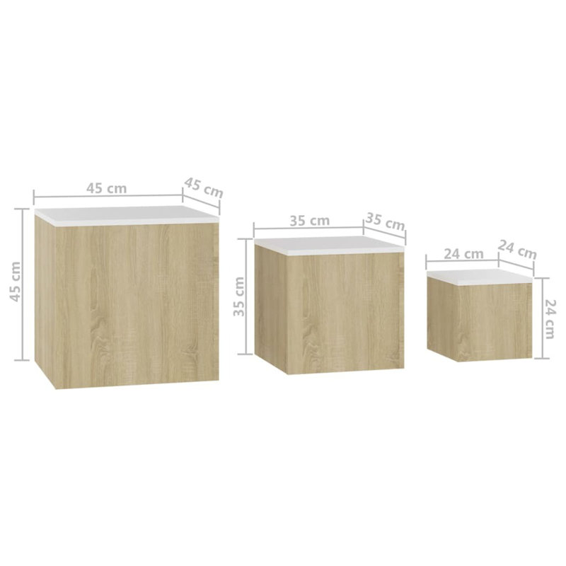 Gobind Block Nesting Tables, White, White