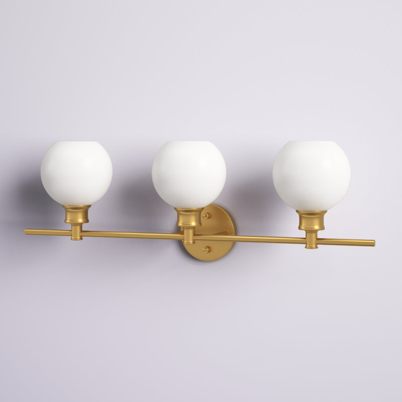 Éclairage pour meuble-lavabo en verre Drinkard, Laiton, Blanc, 5 Lights