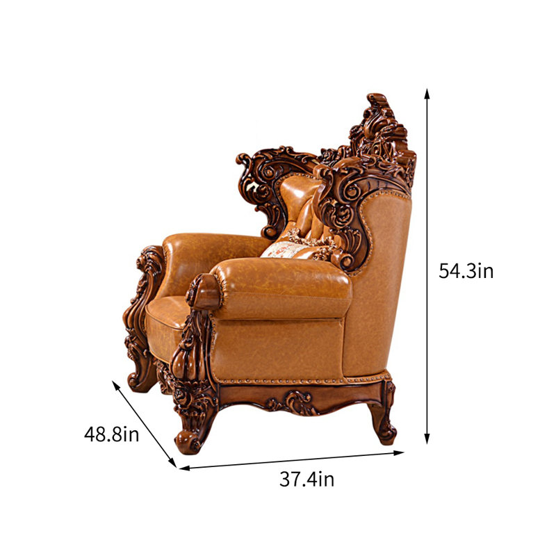Fauteuil en cuir véritable de 48,8 po de largeur European