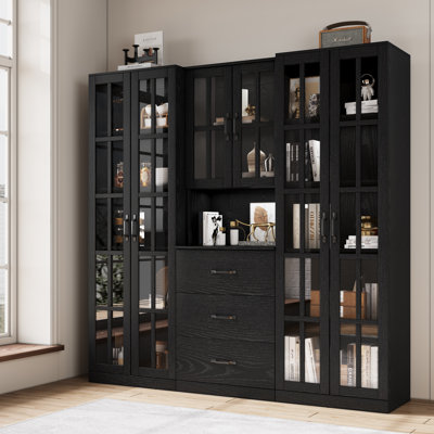  Armoire de cuisine avec portes en verre l 94,5 po x H 71 po x P 17,7 po
