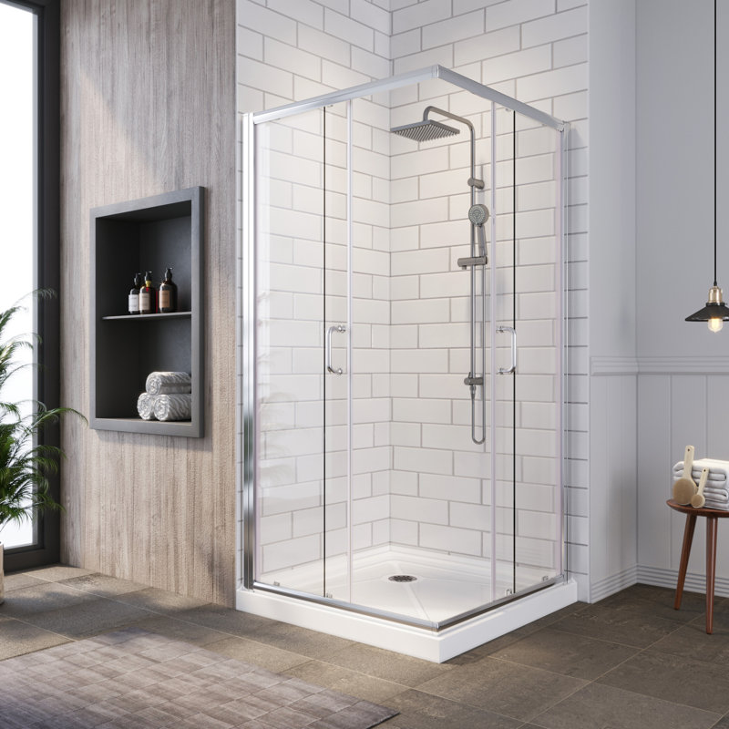 36"D x 36"W x 72"H Framed Square Shower Enclosure, Corner Shower Enclosure with 1/4"Clear Tempered Glass, Chrome