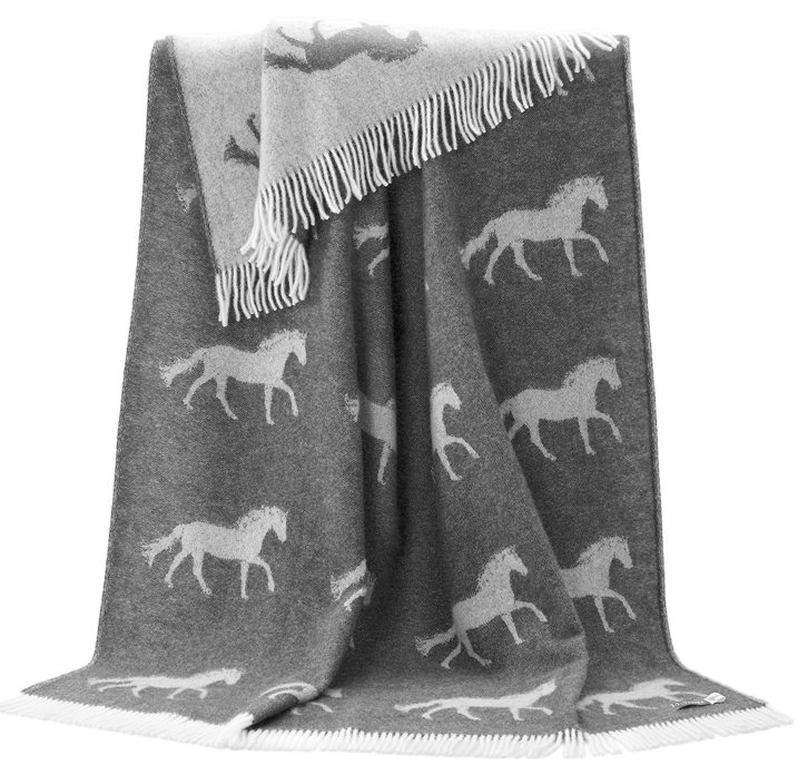 Grey Horse Wool Throw