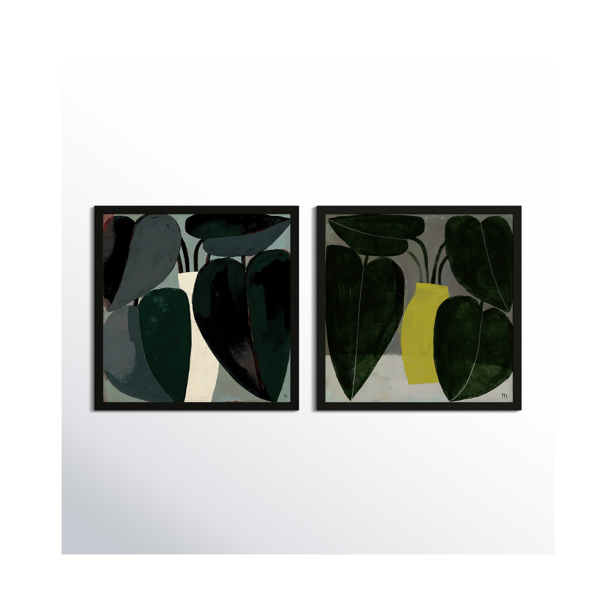Plant Set Of 2 by Studiom, 36" H x 36" W, Black