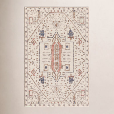 Murphie Ivory Red Hand-Tufted Oriental Rug