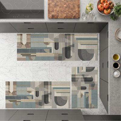 Tapis de cuisine géométriques abstraits et lavables antidérapants
