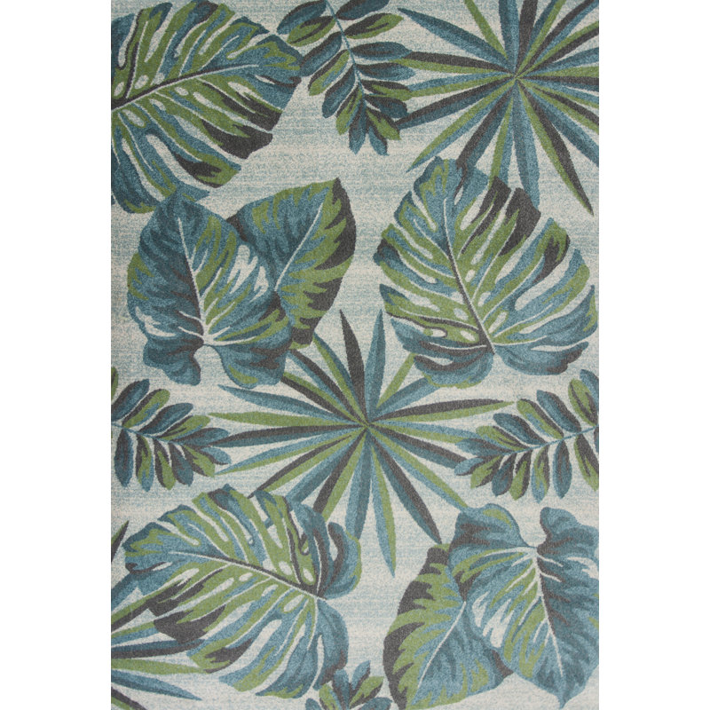 Tapis floral Alessa, Rectangle 7 pi 10 po x 10 pi 10 po, Sarcelle / Vert