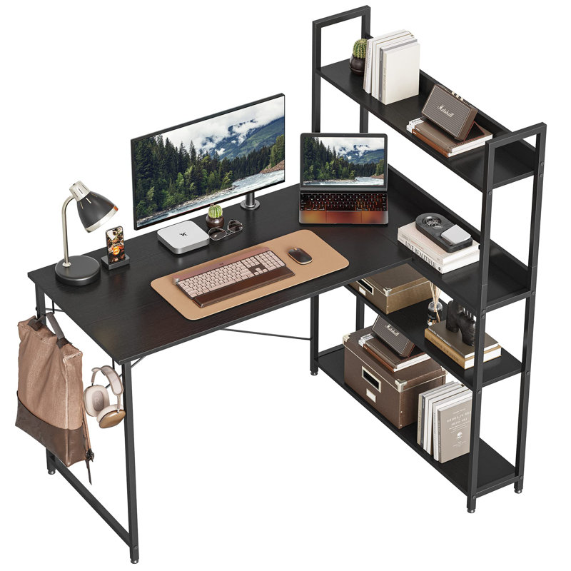 Bureau d'écriture en L Rickard, H 50,4 po x l 47,2 po x P 19,7 po, Noir nuit
