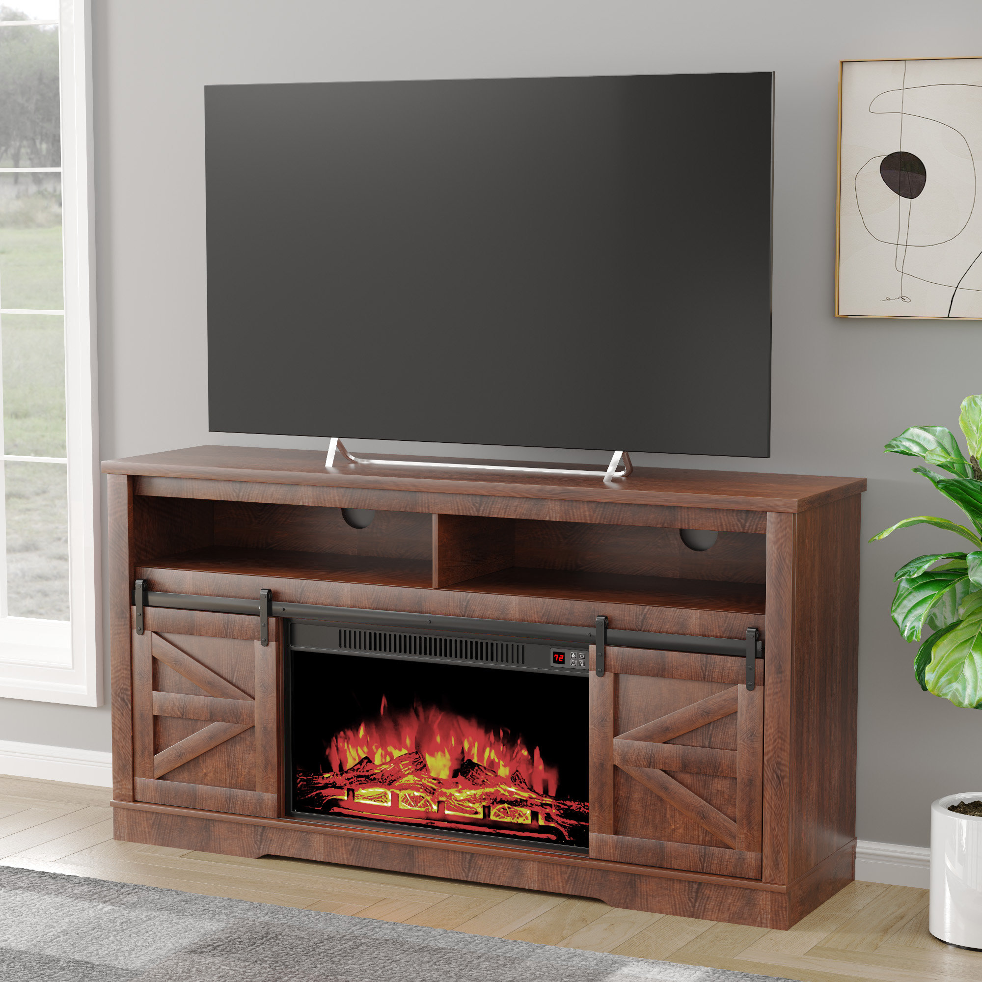 Gracie Oaks Thoa 58'' Media Console TV Stand For TVs Up To 65 