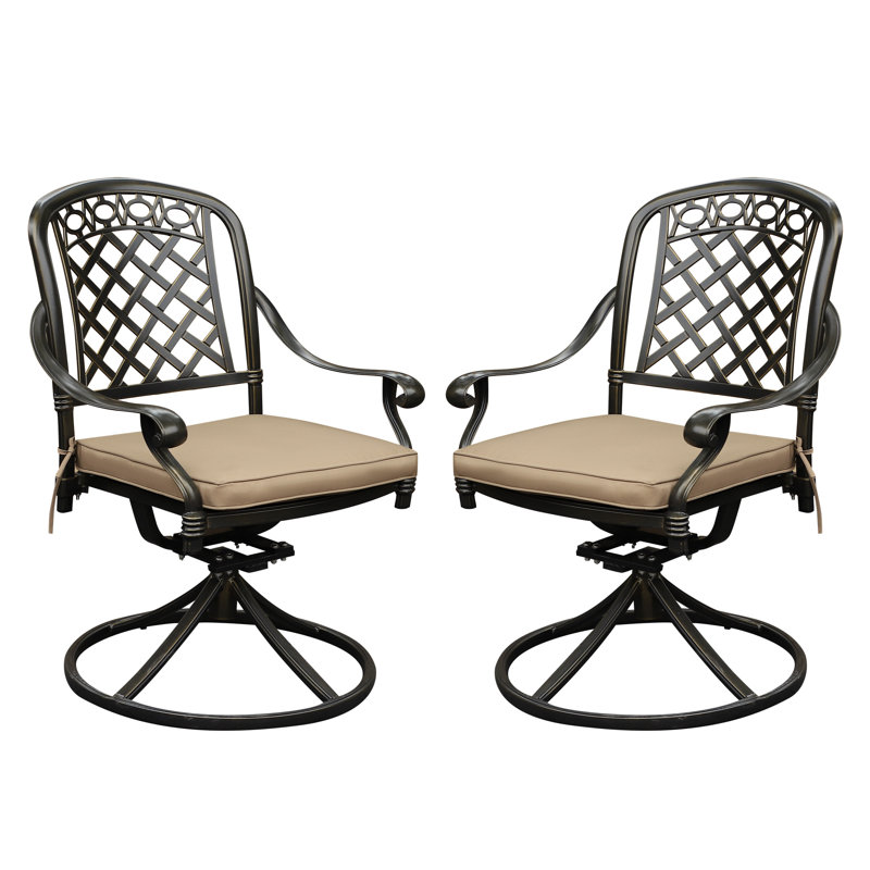 Ensemble de 2 fauteuils de patio pivotants avec coussins de siège