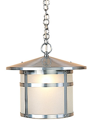  Lanterne Suspendue à 1 Lumière Berkeley, 24.75" H x 14" W, Brun rustique, Blanc Opalescent