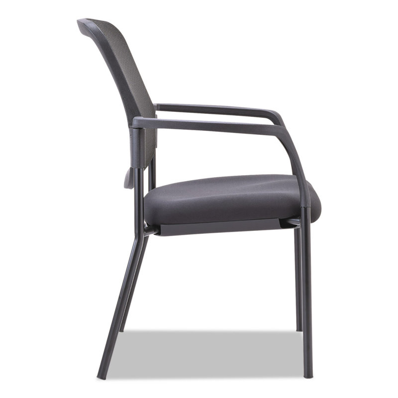 Modern Mesh Guest Stacking Chair with Black Metal Frame