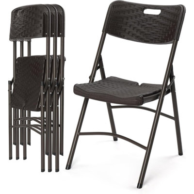 Black Plastic Folding Chair (Set Of 4) by Inbox Zero