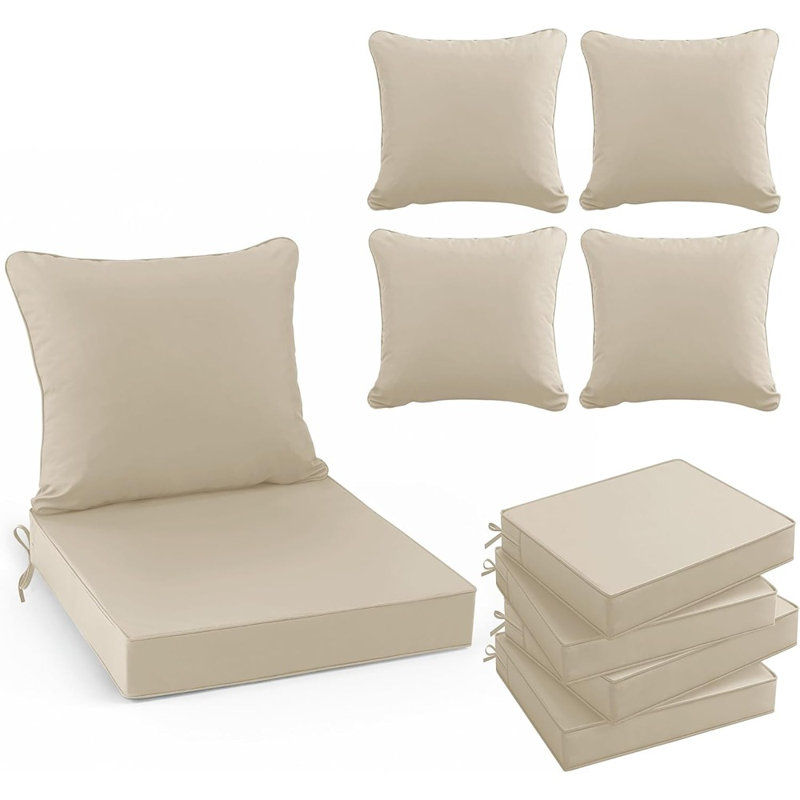 Coussins de chaise d'extérieur pour l'extérieur, coussins de siège et de dossier résistants à l'eau, housses amovibles, crème