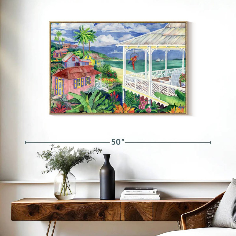 Baie Caribe, Cadre flottant en bois naturel, 37 po x 25 po
