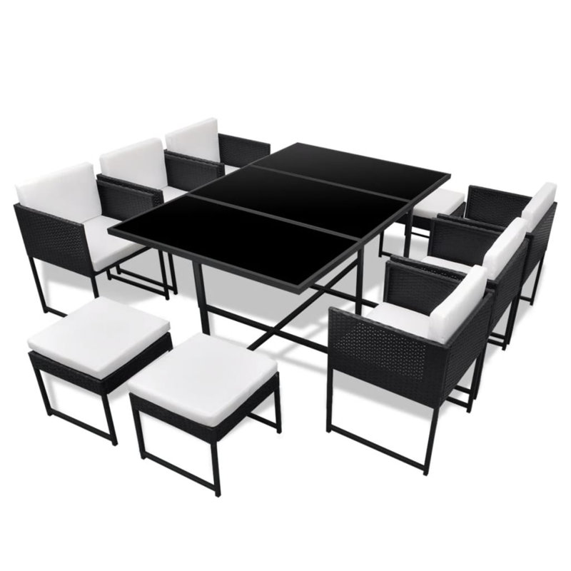 Stalham Rectangular 10 - Person Dining Set with Cushions, Gray, Gray