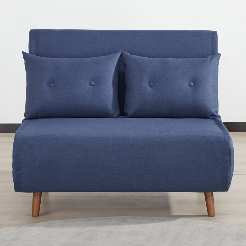 Haleemah Tufted Polyester Convertible Chair, Navy Blue Polyester