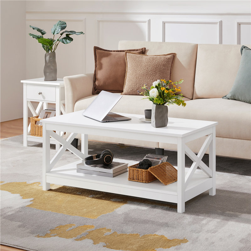 Table basse moderne avec tablette de rangement