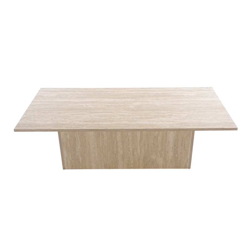 Modern Coffee Table With Pedestal, Beige