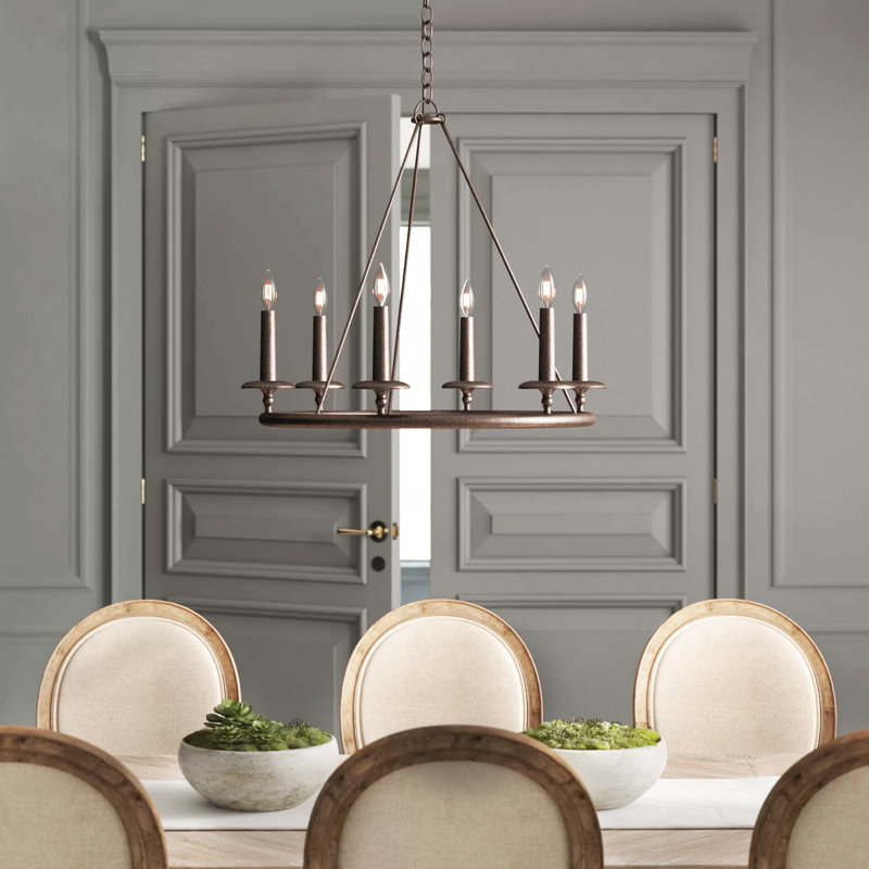 Lustre de roue de style bougie 6 lumières Nash