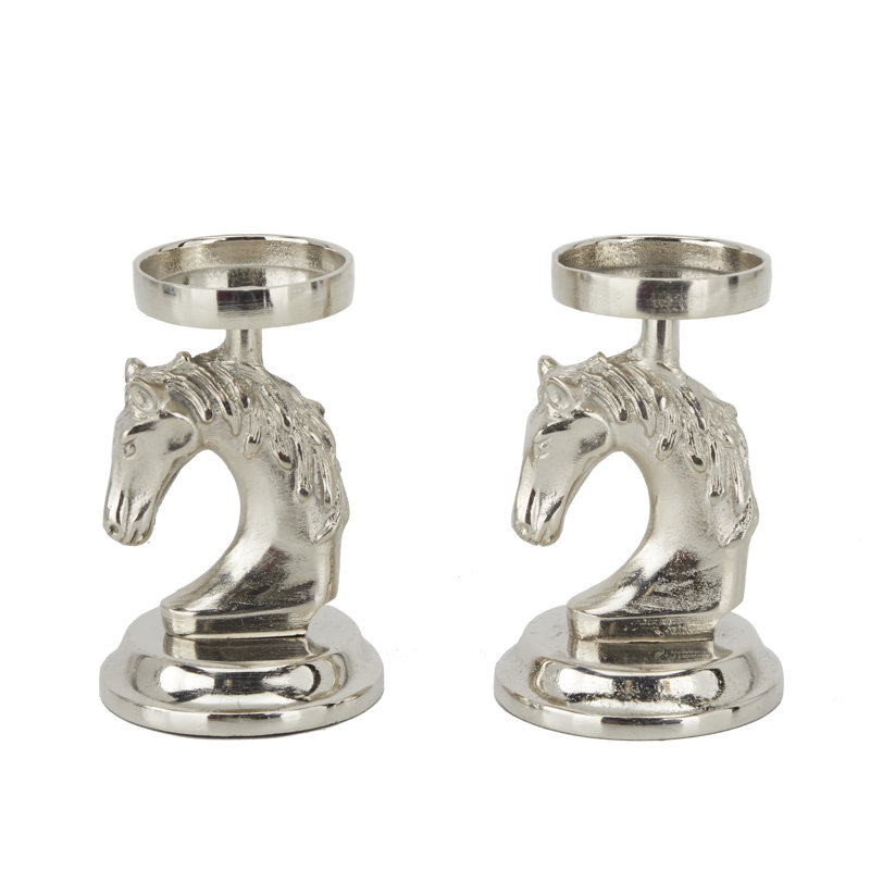 Ensemble de chandelles de table en aluminium, Argent