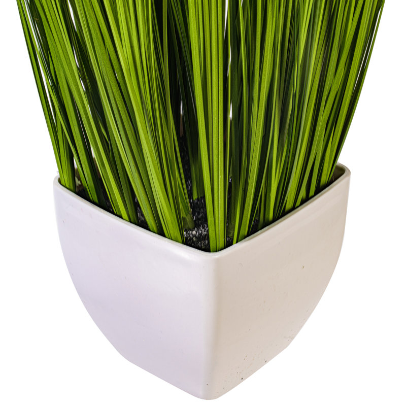 Artificial Green Potted Grass., 16.5" H x 6" W x 6" D
