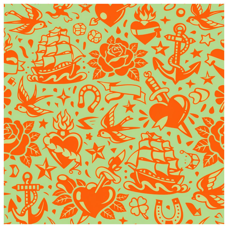 Sailor Tattoo Motif Comforter, King
