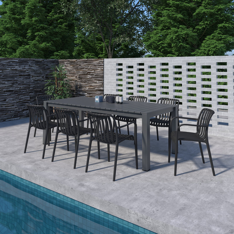 Amazonia Pether Outdoor Patio Aluminum And Resin Dining Set, 8